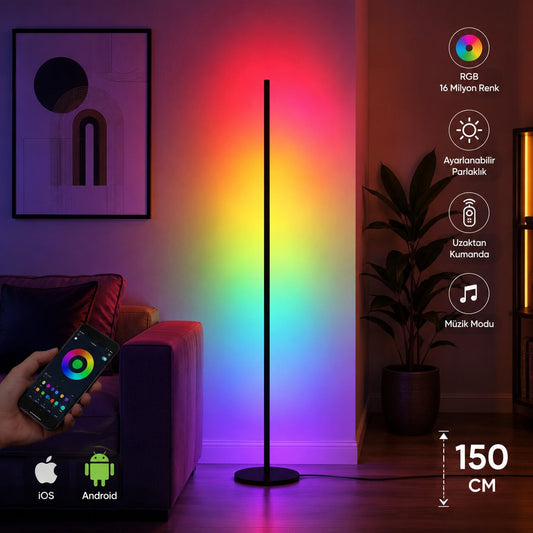 Lumivo RGB Akıllı Ambiyans Lambader 150 CM | 16 Milyon Renk